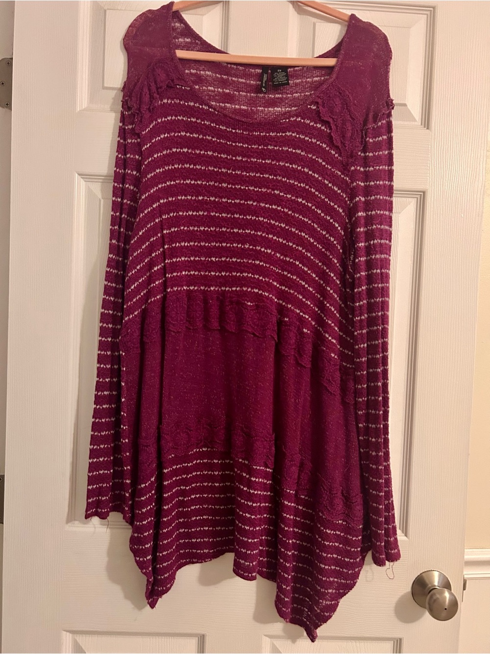 new directions Fuchsia Striped Long-Sleeve Tunic